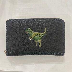 Black Wallet with Green Dinosaur Print